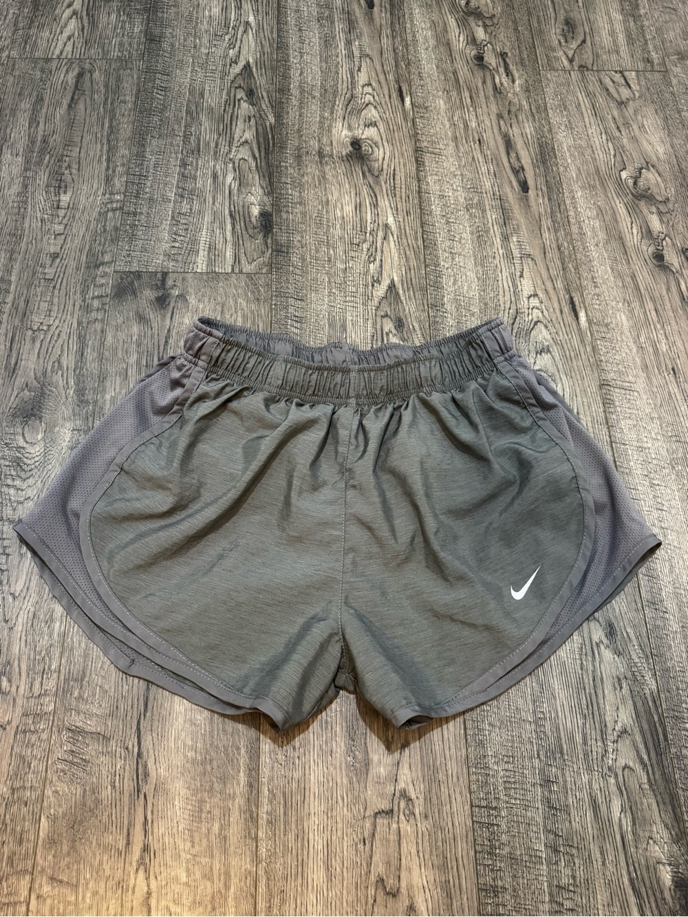 Nike Women's Gray Athletic Running Shorts with Reflective Swoosh